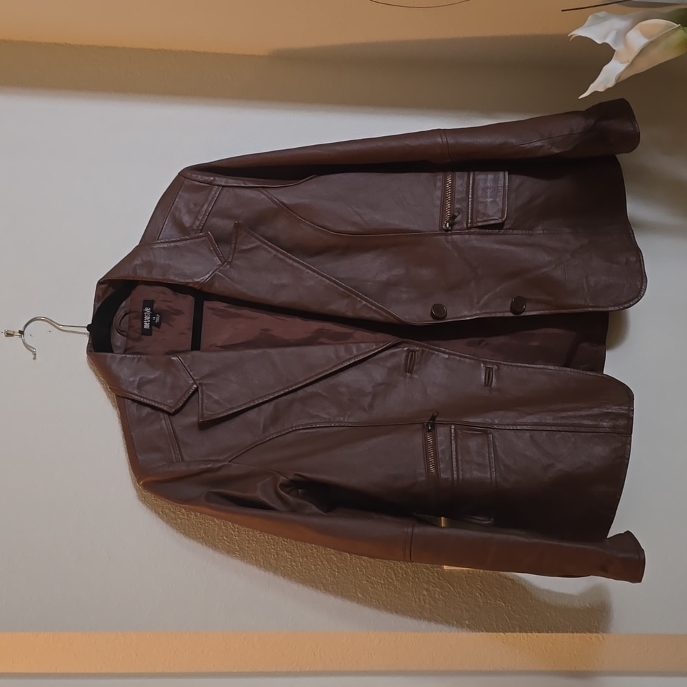 Brown leather blazer